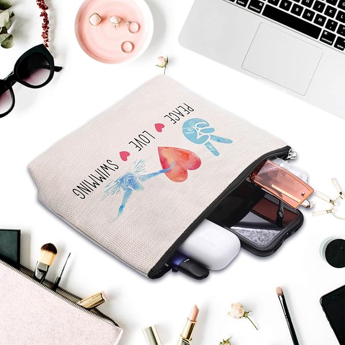 CEASQVAA Funny Swimming Gifts for Women, Swimming Team Gifts Swim Coach Teacher Gifts, Swimming Makeup Bag Birthday Gifts for Swimmer Women Her Female