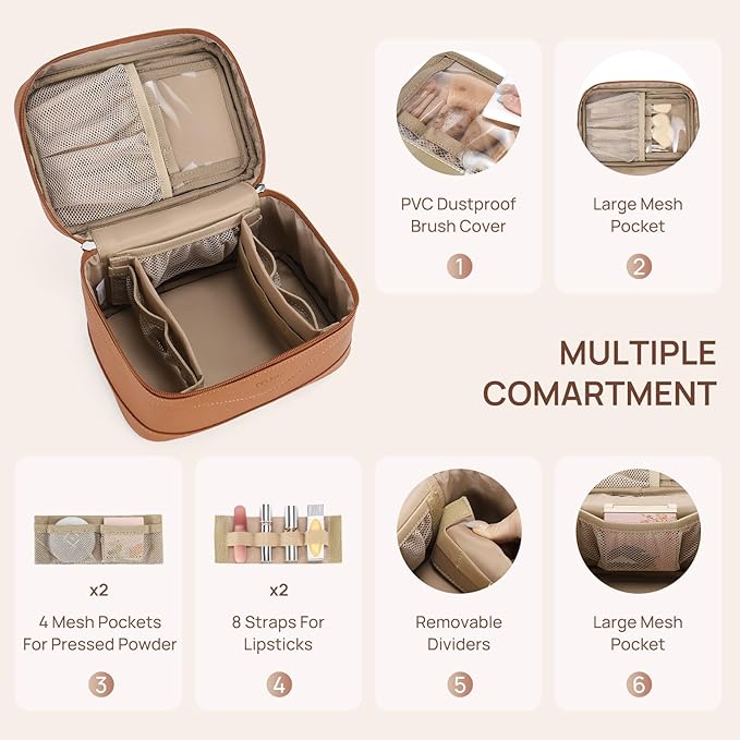 Telena Large Makeup Bag, Travel Toiletry Bag for Women, Vegan Leather
