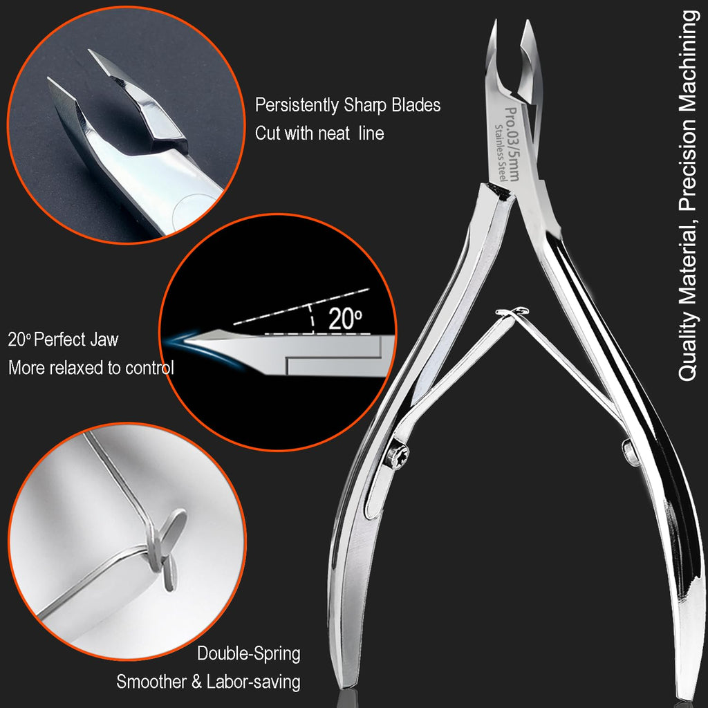 LePinko Salon-Quality Cuticle Trimmer with Pusher Set, 5mm Jaw