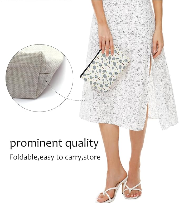 Blue Leaves Cute Tennis Makeup Bag Travel Accessories Case for Women