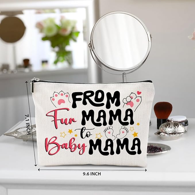 BQXH Mom to Be Gift Makeup Bag, Expecting Mom Gifts Cosmetic Bag, Funny Organizer Zipper Pouch, Pregnancy Gifts for First Time Moms Women New Mama Mummy Friends Mothers Day