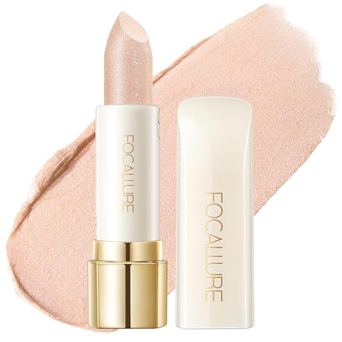 FOCALLURE Diamond Shimmer Lipstick, Pearly Metallic Finish, Moisturizing Sparkly Glitter Lip Color, Long Lasting, Independence Day Gift, Flower Dance