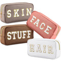 Remerry 4 Pcs Nylon Makeup Bags Waterproof Spacious Travel Cosmetic Bag for Women Chenille Letter Preppy Zipper Pouch Face Stuff Skin Hair Organizer Gift(Multicolor)