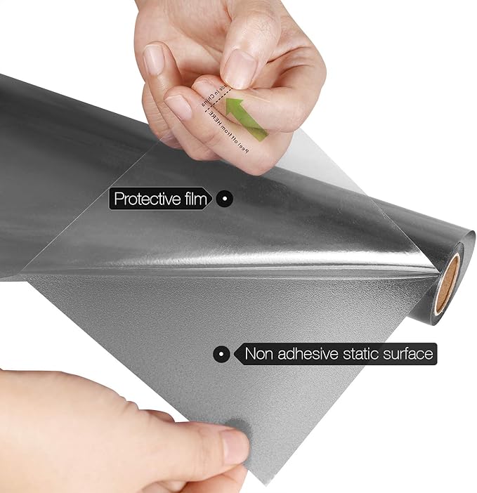 HIDBEA Static Cling Window Privacy Film, Frosted Gray, 17.5 x 78.7 Inch