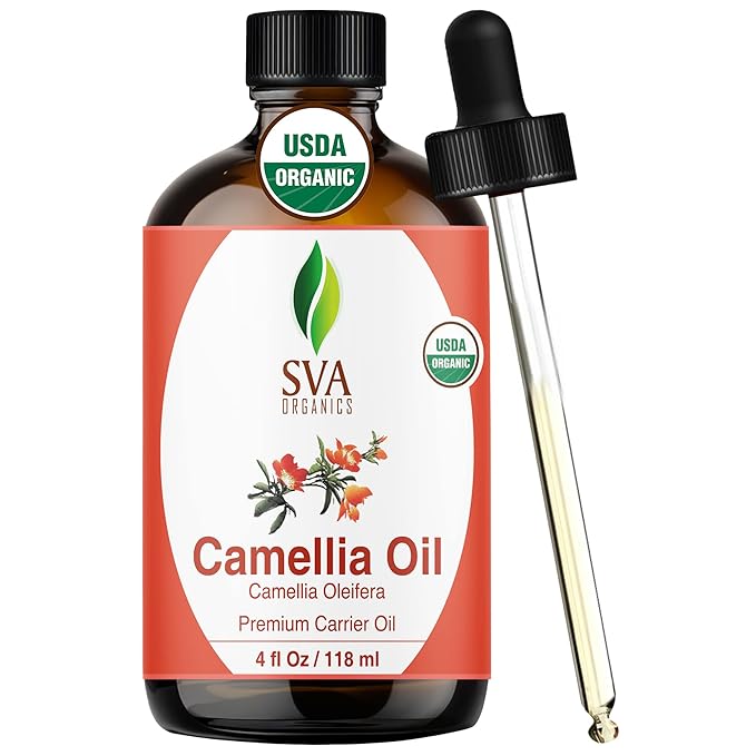 SVA Organic Camellia Seed Carrier Oil with Dropper, 4 Fl Oz (118 ml)