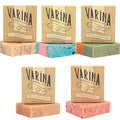 Varina Natural Carnival Variety Bar Soap - Gentle Cleansing for Sensitive Skin, Sweet and Vanilla - 5 Pack