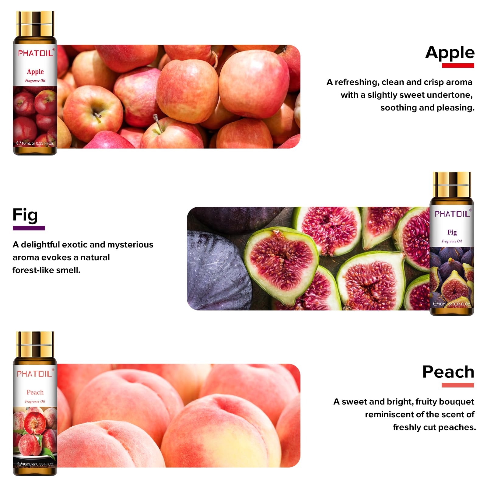 PHATOIL Fruit Fragrance Oil Set for Diffusers for Home, Soap Candle Making