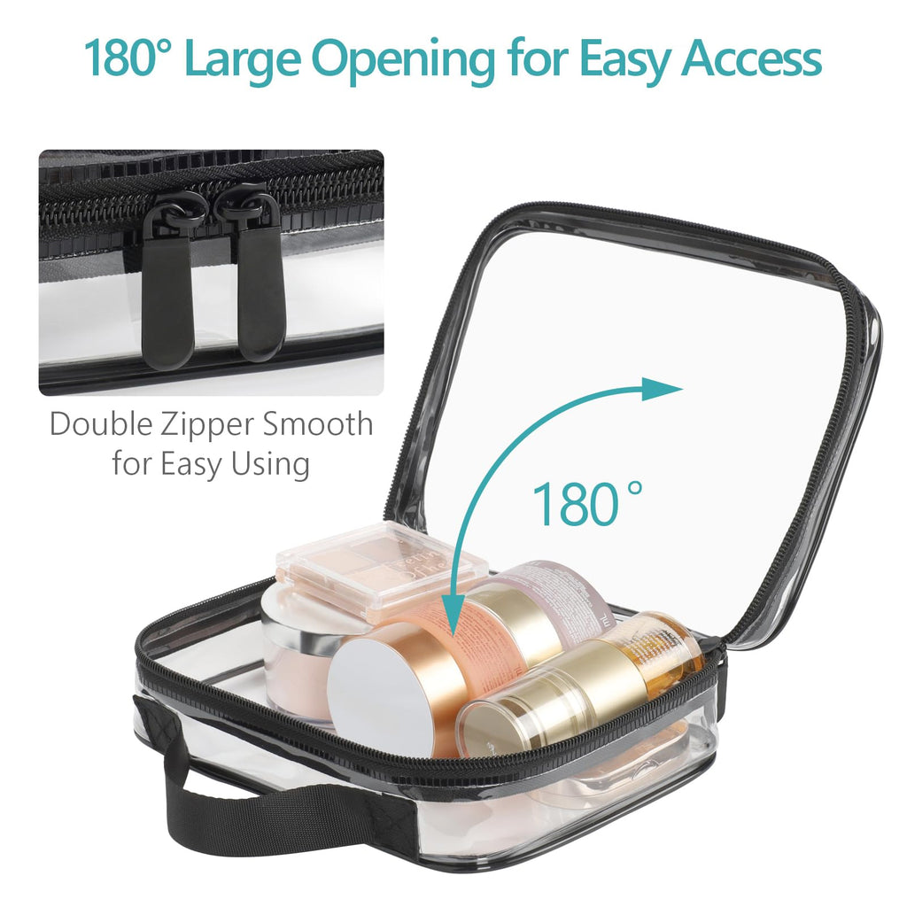 PACKISM Clear Makeup Bag Travel - TSA Approved Toiletry Bag, 2 Pack Black