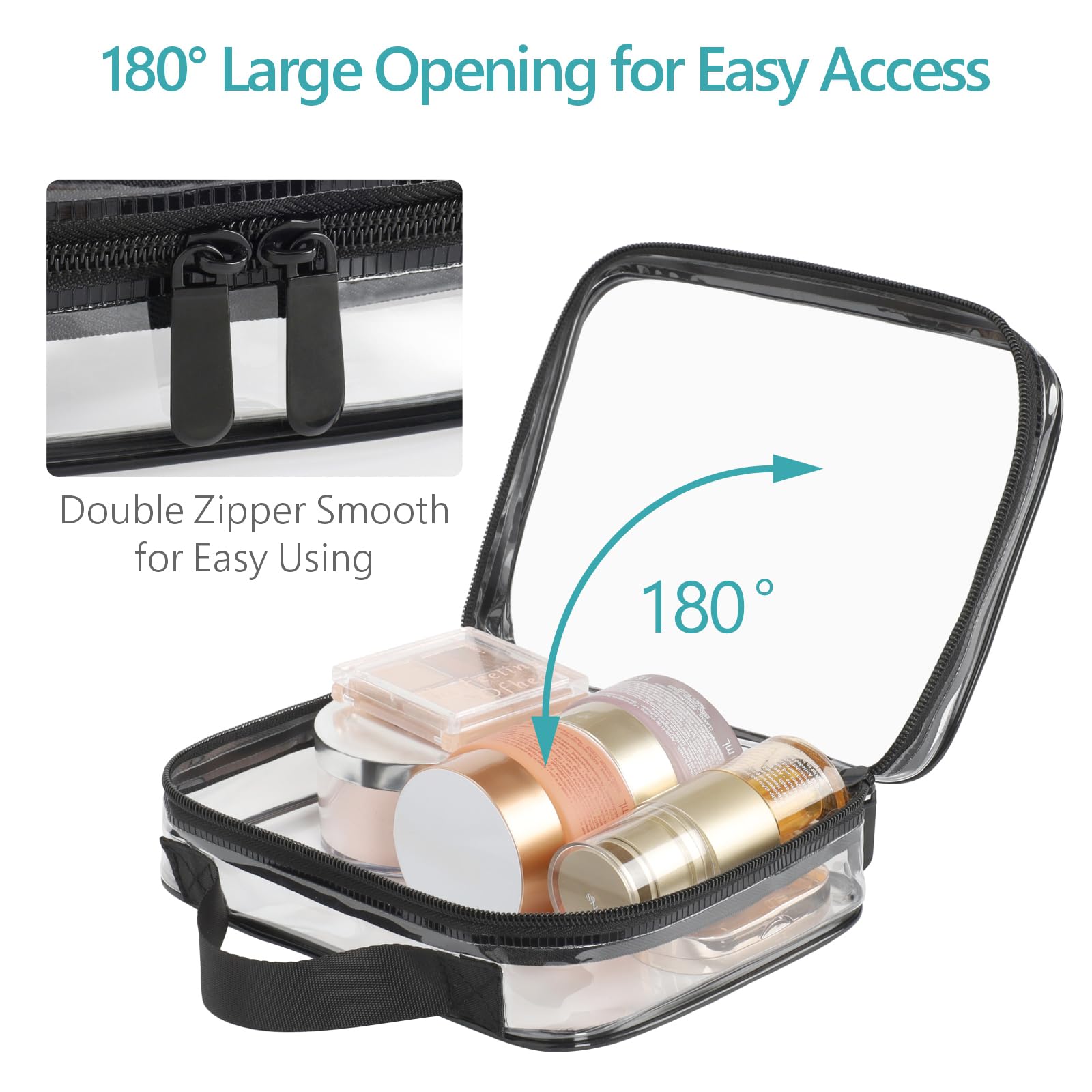 PACKISM Clear Makeup Bag Travel - TSA Approved Toiletry Bag, 2 Pack Black