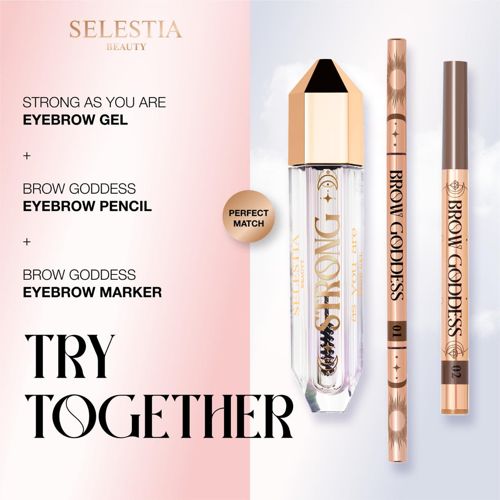SELESTIA BEAUTY Clear Eyebrow Gel – Long-Lasting Formula for Strong Hold & Natural Finish, Clump & Flake Free – Taming & Defining Brow Lamination Gel, 0.095 fl.oz. – Strong As You Are