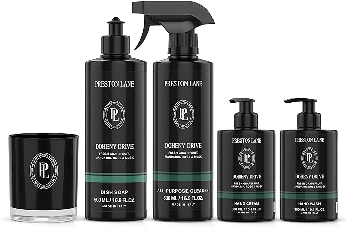 Preston Lane Hand Soap, Dish Soap, Candle & Cleaner Spray Set, Doheny Drive