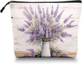 Scribesense Cosmetic Bags Travel Makeup Toilet Case Waterproof Pouch for Women Girls 6.7X9.45inches - Lavender in A White Pitcher on A White - Wood Background