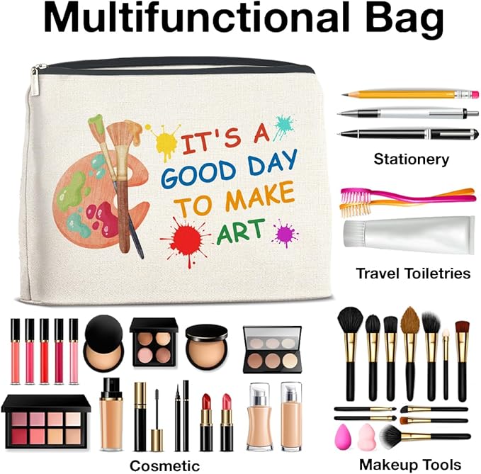 UPNEGE Art Teacher Makeup Bag - Art Lover Gifts for Women Artist & Teacher, Cosmetic Bag With Zipper Makeup Pouch