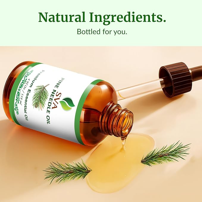 SVA Pine Needle Essential Oil 4 Fl Oz – for Diffuser, Skin & Hair Care – Ideal for Massage & DIY Blends – with Dropper