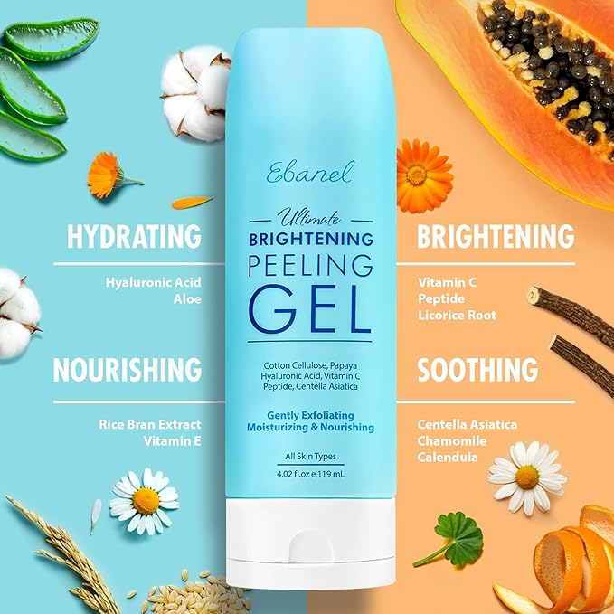 Ebanel Brightening Peeling Gel with Cellulose, Rice, Papaya, HA, Cica, 2PK