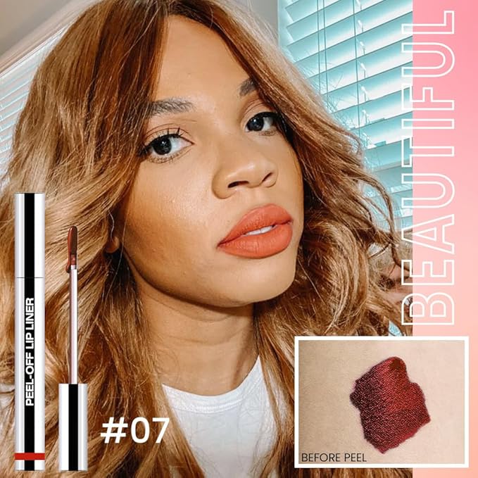 IATMOMOD Orange Red Liquid Matte Lip Liner Stain Peel Off with Tweezer, Long Lasting, Waterproof Matte Lipstick Lip Gloss Tattoo for Women, Transfer-prof Lip Tint Makeup for All Skin Types 07#