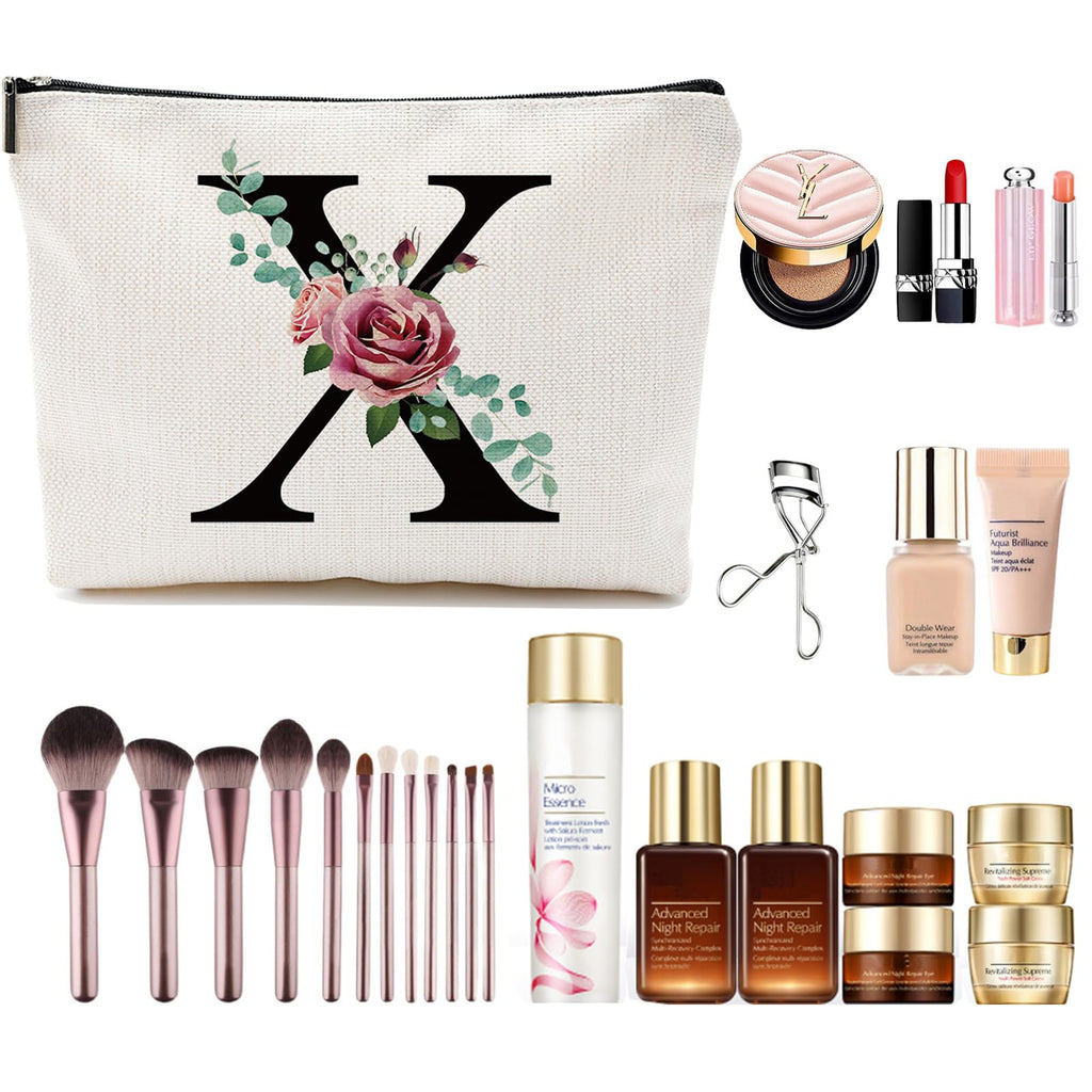 A-Z Personalized Makeup Bag, Monogrammed Bridesmaid Presents Cosmetic Bag, Portable Stationary Storage Organizer, Friendship Travel Makeup Bags