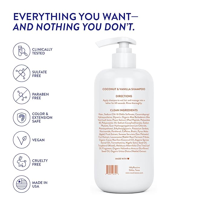 Routine Wellness Anti-Thinning Volumizing Shampoo - Coconut & Vanilla