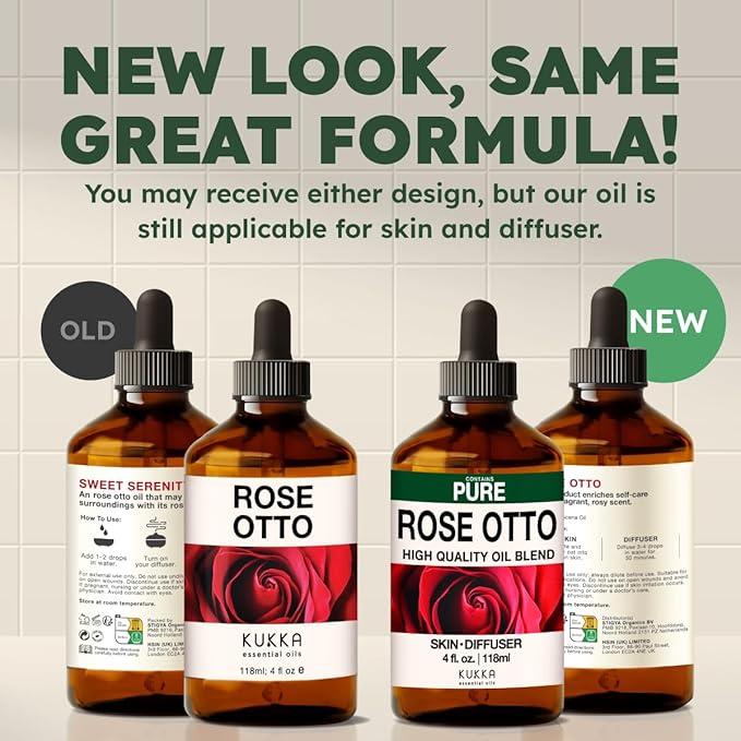 100% Pure Rose Otto Oil - 4 Fl Oz Rose Otto Essential Oil for Hair, Skin, Diffuser, Aromatherapy & DIY Soap Making Scent