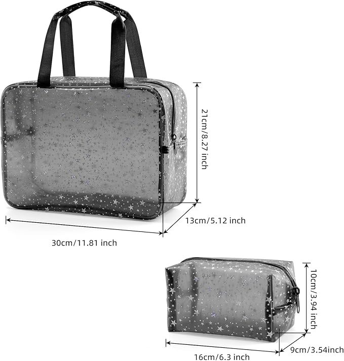 Yaopeing 2Pcs PVC Clear Makeup Bag Cosmetic Case Travel Toiletry Bags