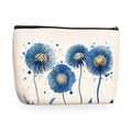 Watercolor Blue Flower Makeup Bag, Large Capacity Travel Makeup Case Cosmetic Bags for Women, Portable Pouch Purse Travel Essentials Toiletries Accessories, Christmas Birthday Gifts for Women
