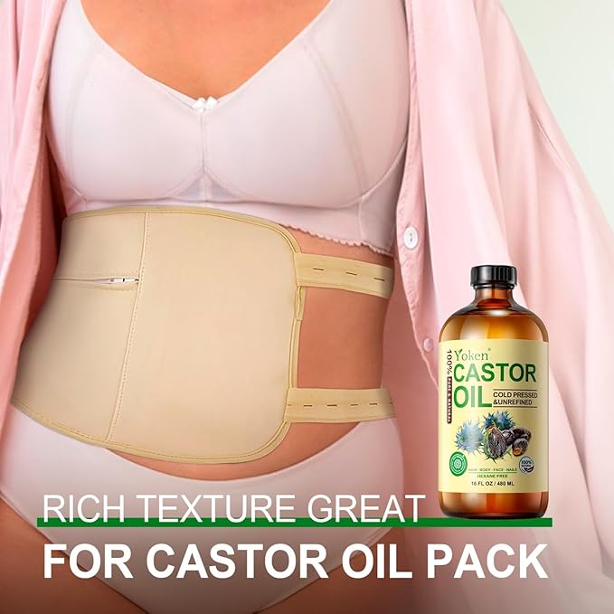 Yoken EWG Organic Castor Oil 16oz Cold Pressed Hexane Free for Hair Skin