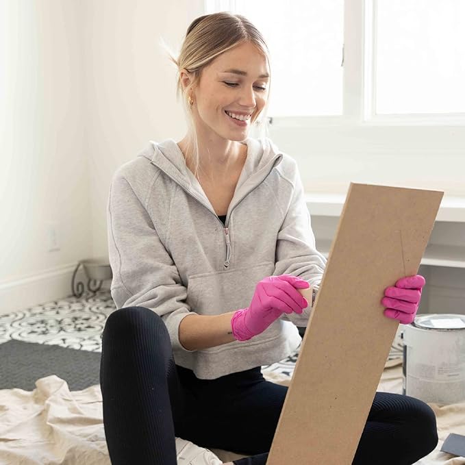 FRAMAR Pink Gloves Disposable Latex Free XS, Pink Nitrile Gloves XS