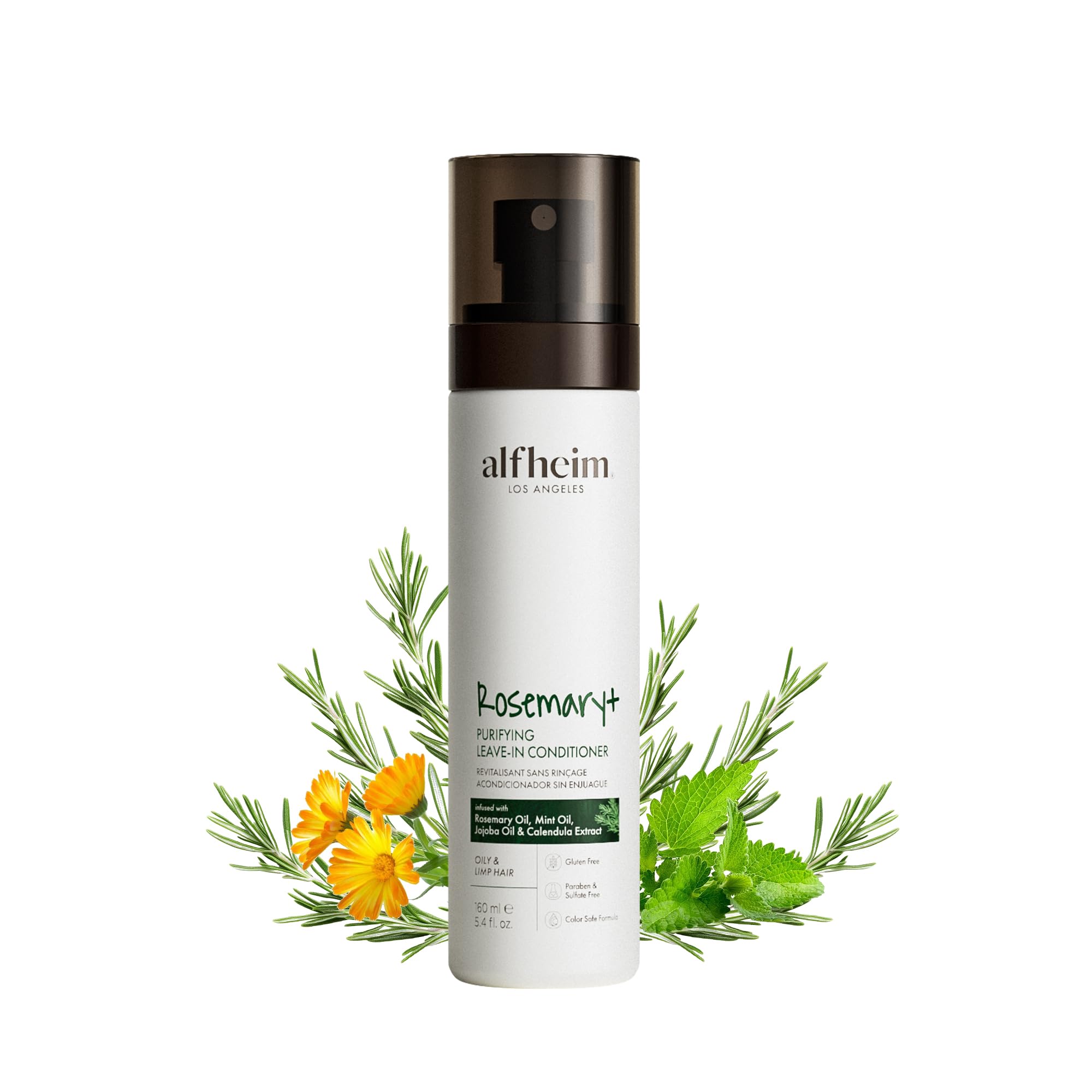 ALFHEIM Rosemary+ Purifying Leave-In Spray Conditioning & Refreshing Spray for Oily & Fine Hair with Rosemary, Peppermint & Jojoba Oils – Mist – Lightweight, Smooths & Revives – 5.4 oz / 160 ml