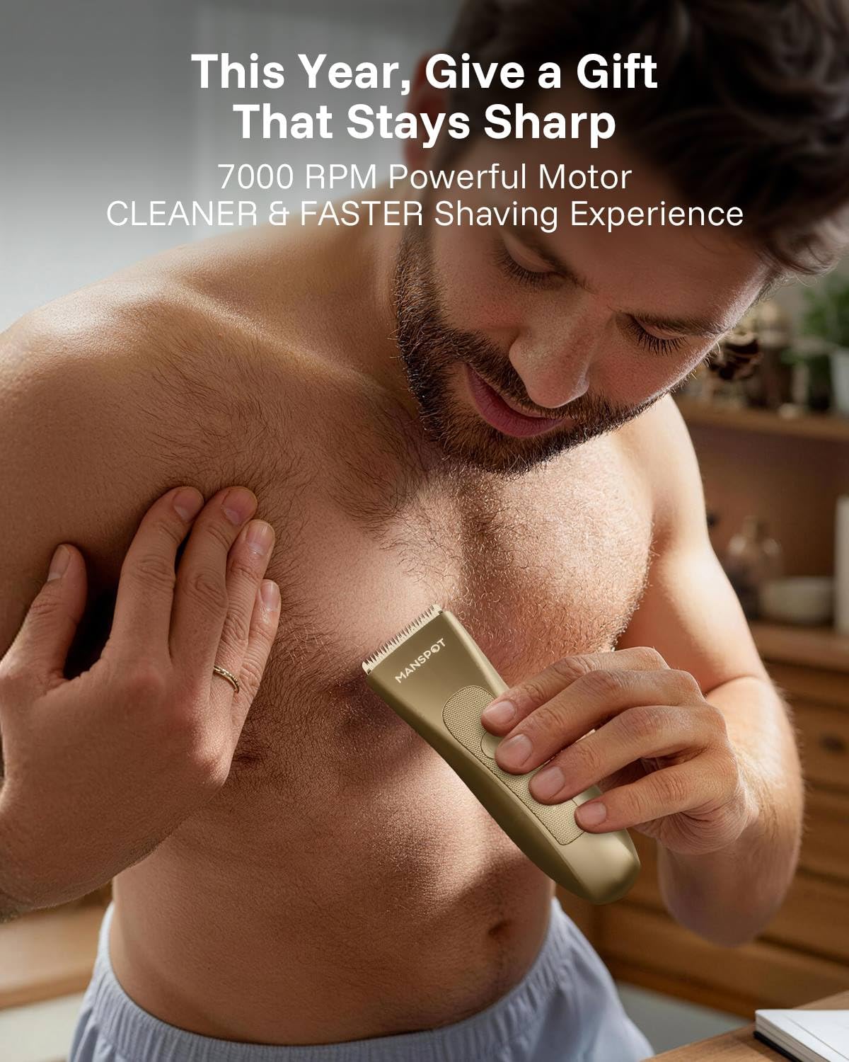 MANSPOT Hair Trimmer for Men, Gifts for Men, Anniversary & Birthday Gifts for Men, Dad, Him, Husband & Boyfriend, Premium Manscape Trimmer with 4 Guards & Replaceable Ceramic Blade