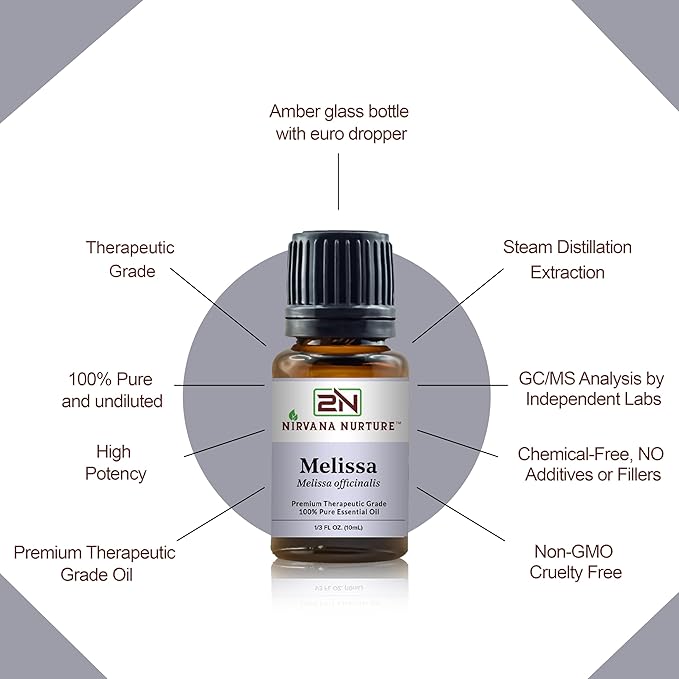 Nirvana Nurture Melissa Essential Oil, 100% Pure Undiluted, Aromatherapy Oil for Diffuser, Hair & Skin Care