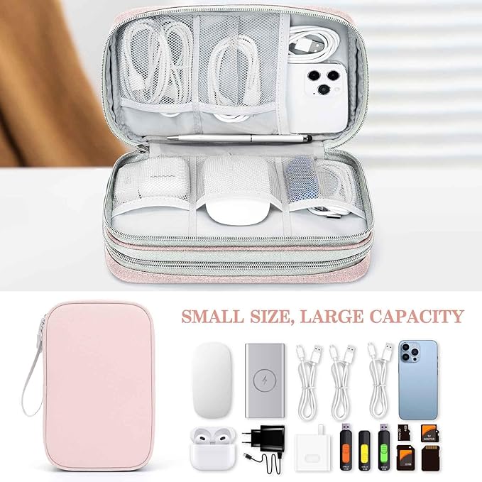 FYY Electronic Organizer, Travel Tech Pouch Bag, Large, Light Pink