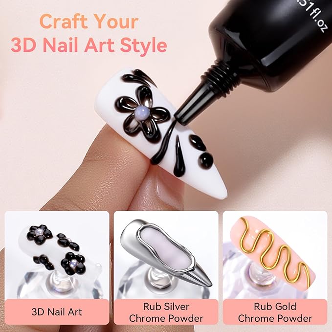 Makartt 3D Nail Gel, 15g Black Sculpting Gel Glue for Molding and Drawing