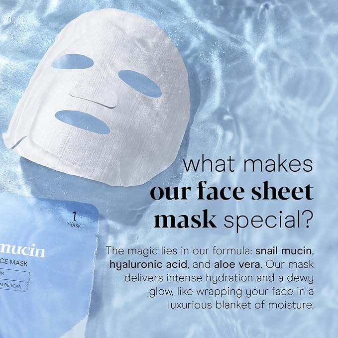 Baebody Snail Mucin Mask (6 pcs) - Hydrating Face Mask Sheet