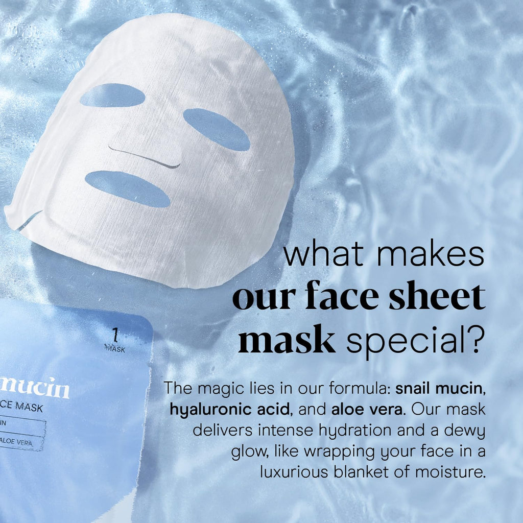 Baebody Snail Mucin Mask (6 pcs) - Hydrating Face Mask Sheet