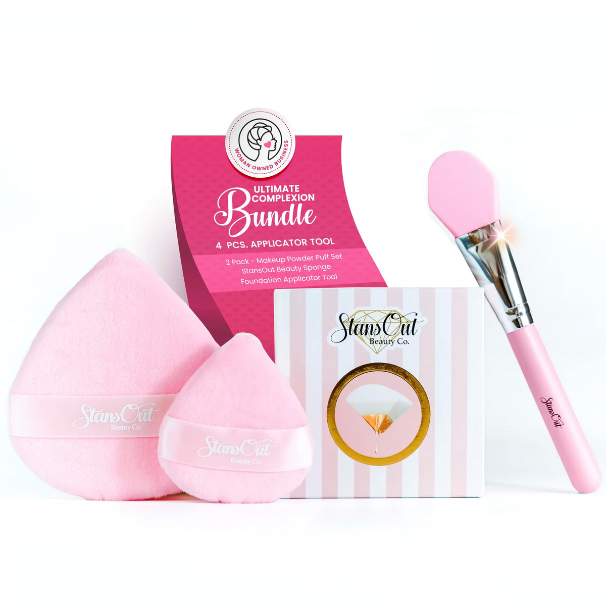 StansOut Beauty Sponge 4-Pack – Streak-Free, Airbrushed Finish | Reusable, Quick-Drying, Latex-Free | Multi-Angle Blending Sponge for Cream, Liquid & Powder | Pro Makeup Applicator