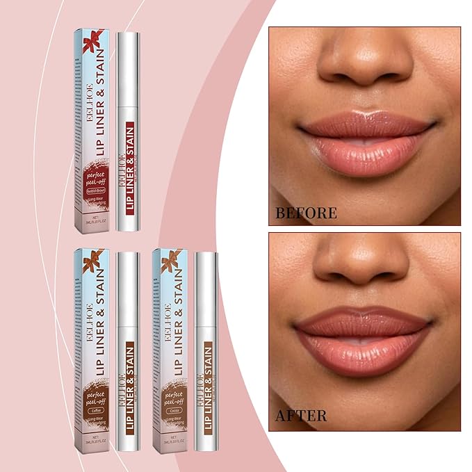 Aseawave 3Pcs Peel Off Lip Liner Lipstick Makeup, Chestnut Nude Brown Peel Off Lipgloss for Women Magic Lipstick 24 Hours Original Lip Liner Makeup Stain (#C, 1 Count (Pack of 3))