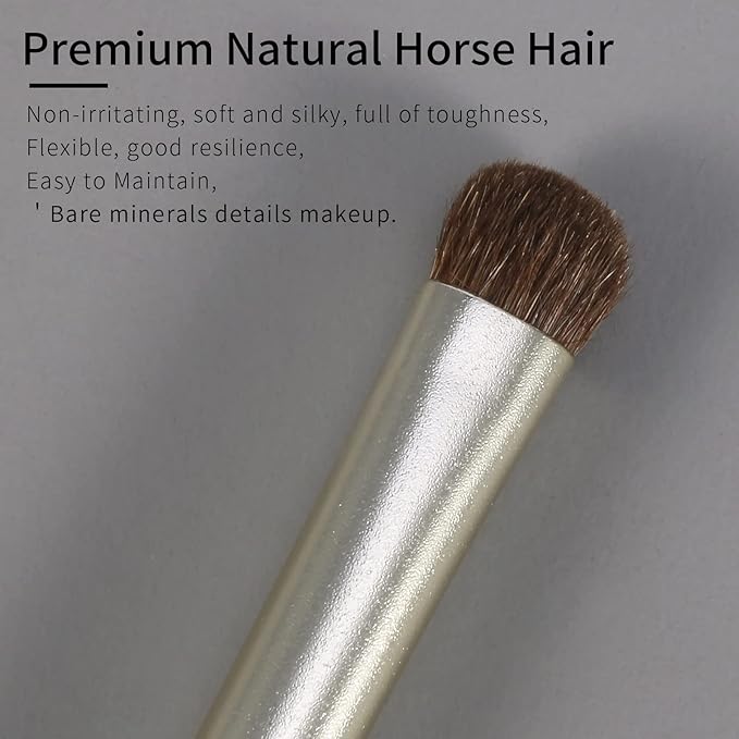 ENZO KEN Natural Pony Hair Eye Shadow Brush, Medium Smudge Eyeshadow Brush, Shader Eye Shadow Brushes, Eye Smudge Brush, Single Eyeshadow Brushes, Eyeshadow Blending Brush - Gold, E203M