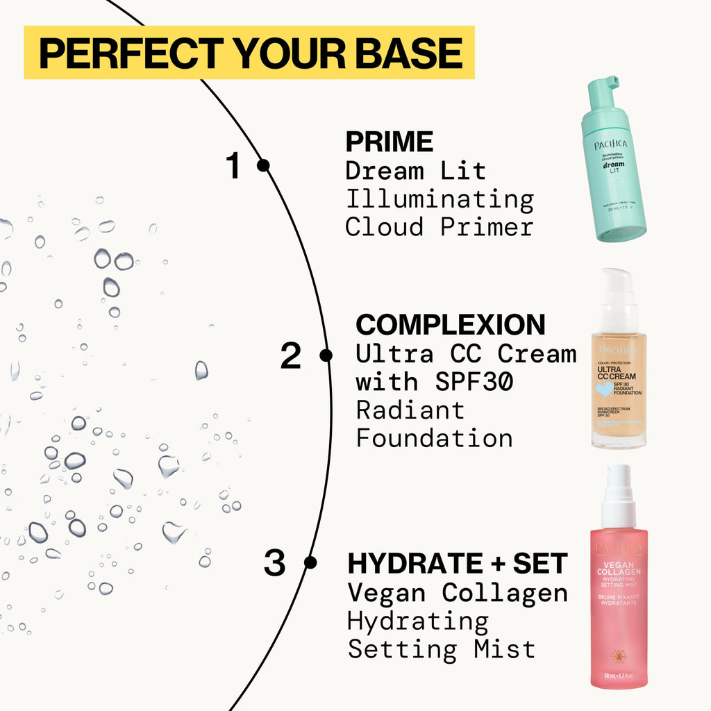 Pacifica Beauty Vegan Collagen Hydrating Setting Mist – Hydrating Illuminating Face Primer for Dewy Skin, w/Vegan Collagen & Squalane for Radiant Glow, Soft-Focus Pore Blurring Makeup Base