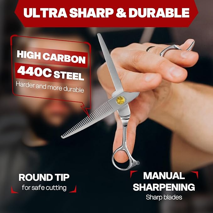 Professional Thinning Shears, High-End Japanese 440C Stainless Steel Hair Cutting Scissors with Sharp Edge Blades, 6.8 inch Hair Cutting Shears, Right Hand Hair Scissors for Salon, Home, Pet