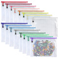 Oaimyy-16Pcs, 7" x 11" inches Mesh Zipper Pouch, Plastic Zip File Folders Puzzle Bags for Organizing,for Office Supplies,Travel,Home Storage-Multicolor