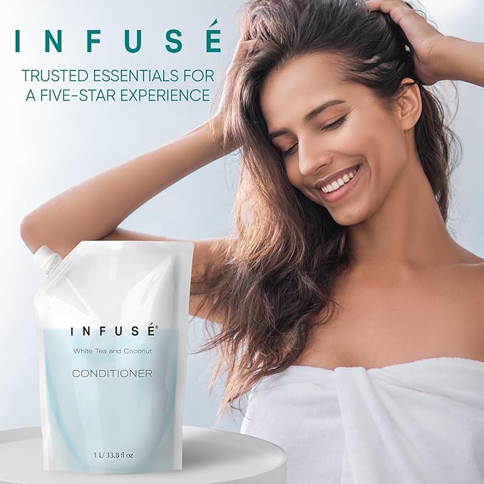 INFUSÉ 12-Pack 1 Liter Conditioner Refill Bags for Hotel Soap Dispensers