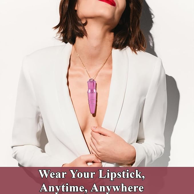Hickey Refillable Pendant Lipstick, Big Trouble[Berry Wine] – Wearable Satin Lip Color on a Chain, Refillable Clean Beauty, Full Lipstick Included