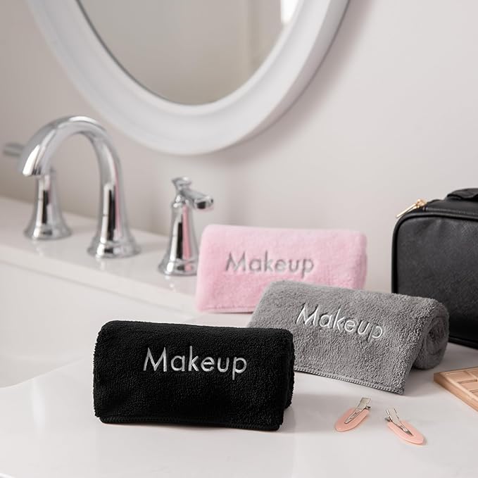 Arkwright Makeup Remover Cloths 6 Pack - Microfiber Coral Fleece Face Towels, Ultra Soft Reusable Washcloths, Gentle Facial Cleansing for Waterproof Makeup, 13 x 13, Grey