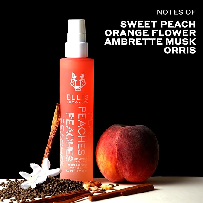 Ellis Brooklyn PEACHES Fragrance Mist for Women, 100ml / 3.38 fl oz