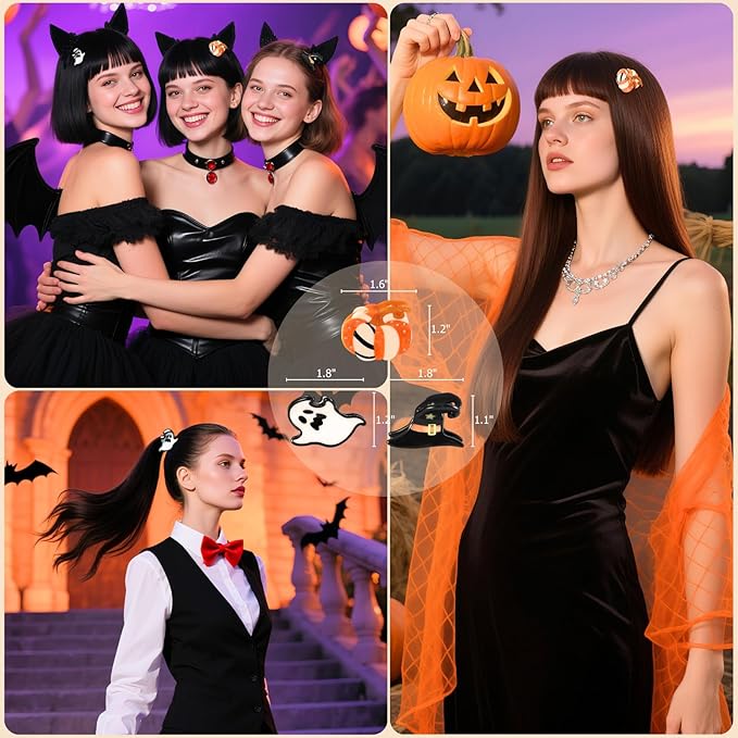 Small Halloween Ghost Hair Claw Clips Acetate Hair Clips for Women 3 PCS