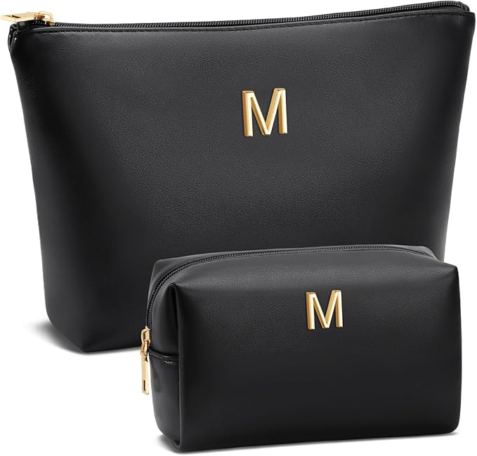 CLOUDWINGS Gifts for Women Girls Personalized Initial Travel Makeup Bag