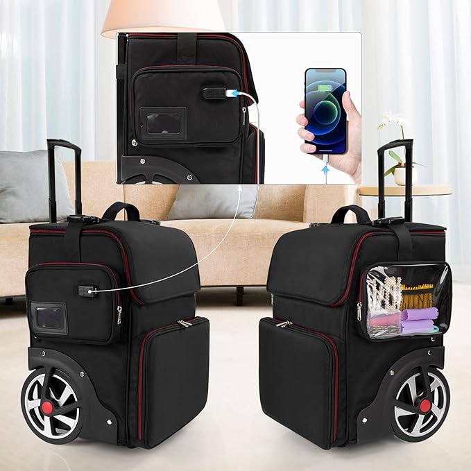 OCHEAL Large Makeup Train Case with 4 Travel Makeup Bags Set, Cosmetic Case for Hairstylist, Hairdresser Storage Bag with Detachable Pouch, Heat Insulation and Anti-Scalding Full Layer