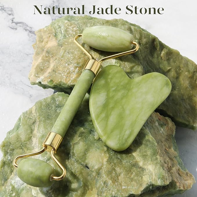 BAIMEI IcyMe Gua Sha & Jade Roller Set for Facial Sculpting and Relaxation