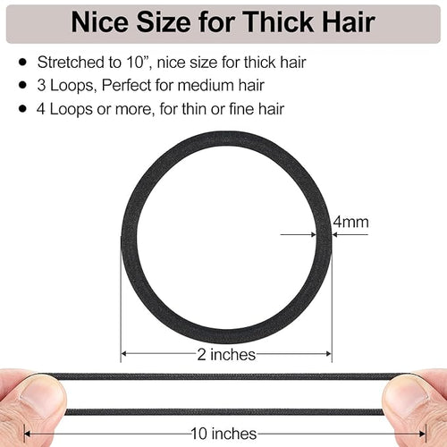 ADRIONE Black Hair Ties for Women, Girls, Kids & Men 280 Bulk Pack, 4MM Ponytail Holders Hair Elastic Bands for Thick, Medium, Thin, Fine, Short Hair Rubber Bands Non Slip & No Damage Hair Accessories