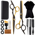 15 pcs Hair Cutting Scissors Professional, Thinning Shears for Hair Cutting, Black Gold Stainless Steel Barber Scissors, Lengnoyp Haircut Scissors Hair Cutting Kit for Women, Men
